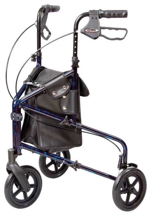 Carex® Trio Three-Wheel Rolling Walker, 31.75 – 38 Inch Handle Height, Blue, 1/Ea