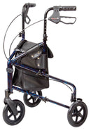 Carex® Trio Three-Wheel Rolling Walker, 31.75 – 38 Inch Handle Height, Blue, 1/EA