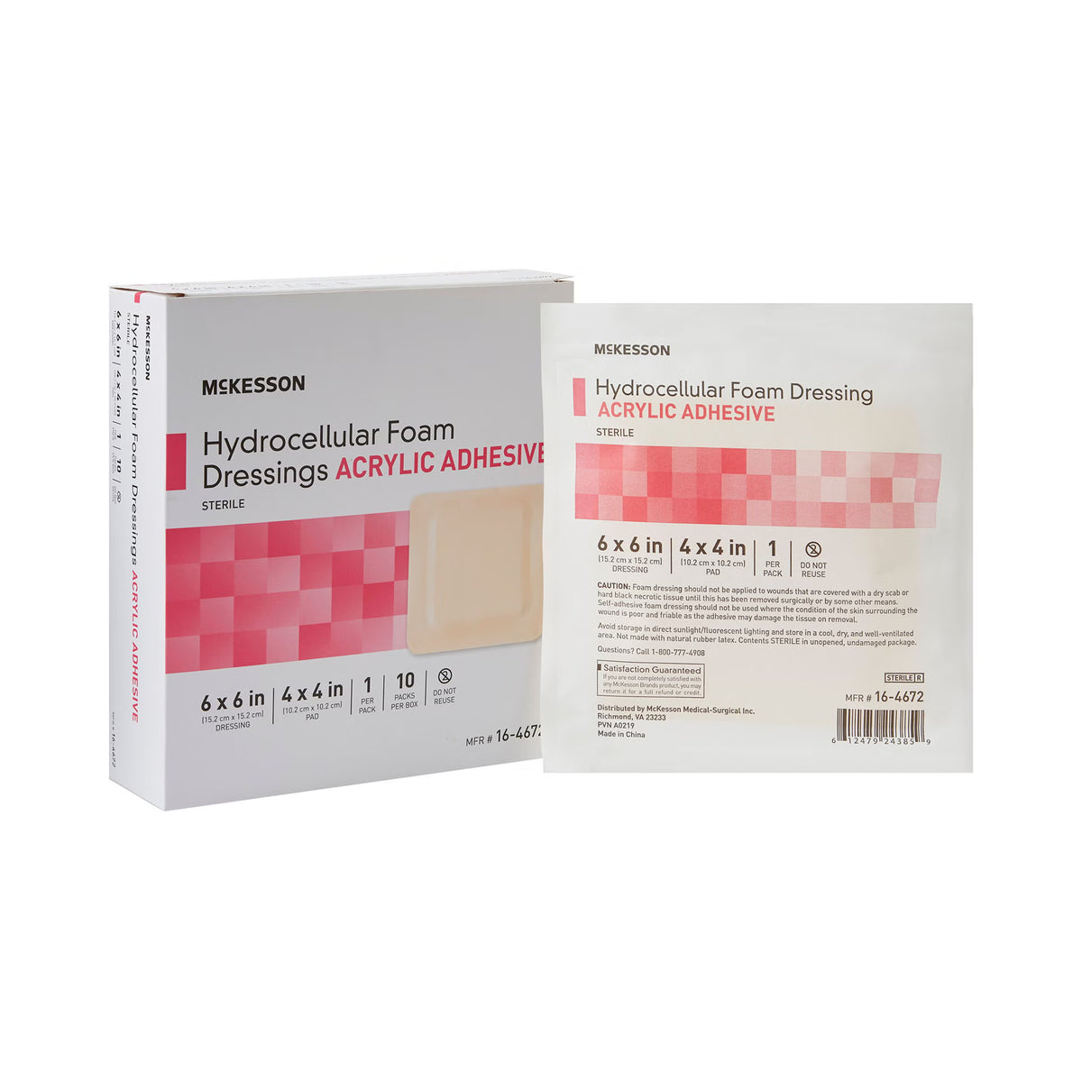 Mckesson Acrylic Adhesive With Border Foam Dressing, 6 X 6 Inch, 100/Cs