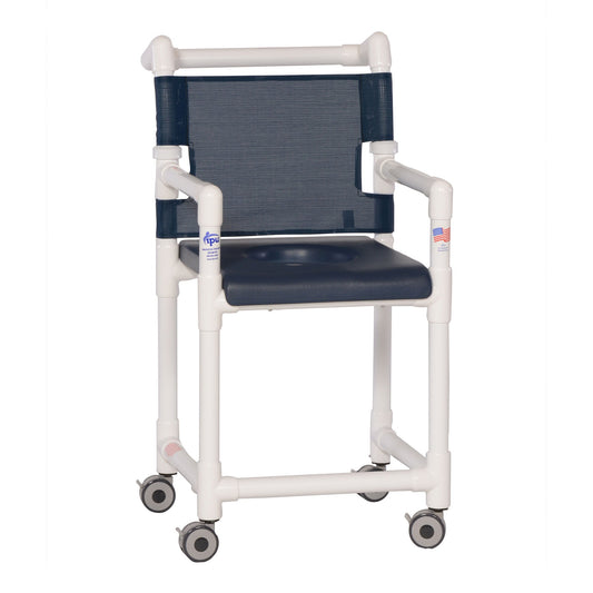 Ipu Deluxe Shower Chair Commode, Navy, 1/Ea