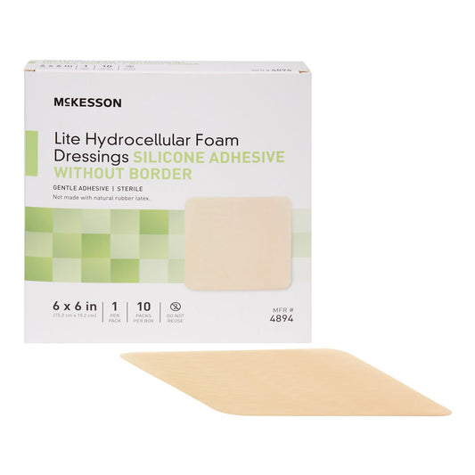 Mckesson Lite Hydrocellular Foam Dressing W/ Silicone Adhesive W/O Border, 6 X 6, 200/Cs