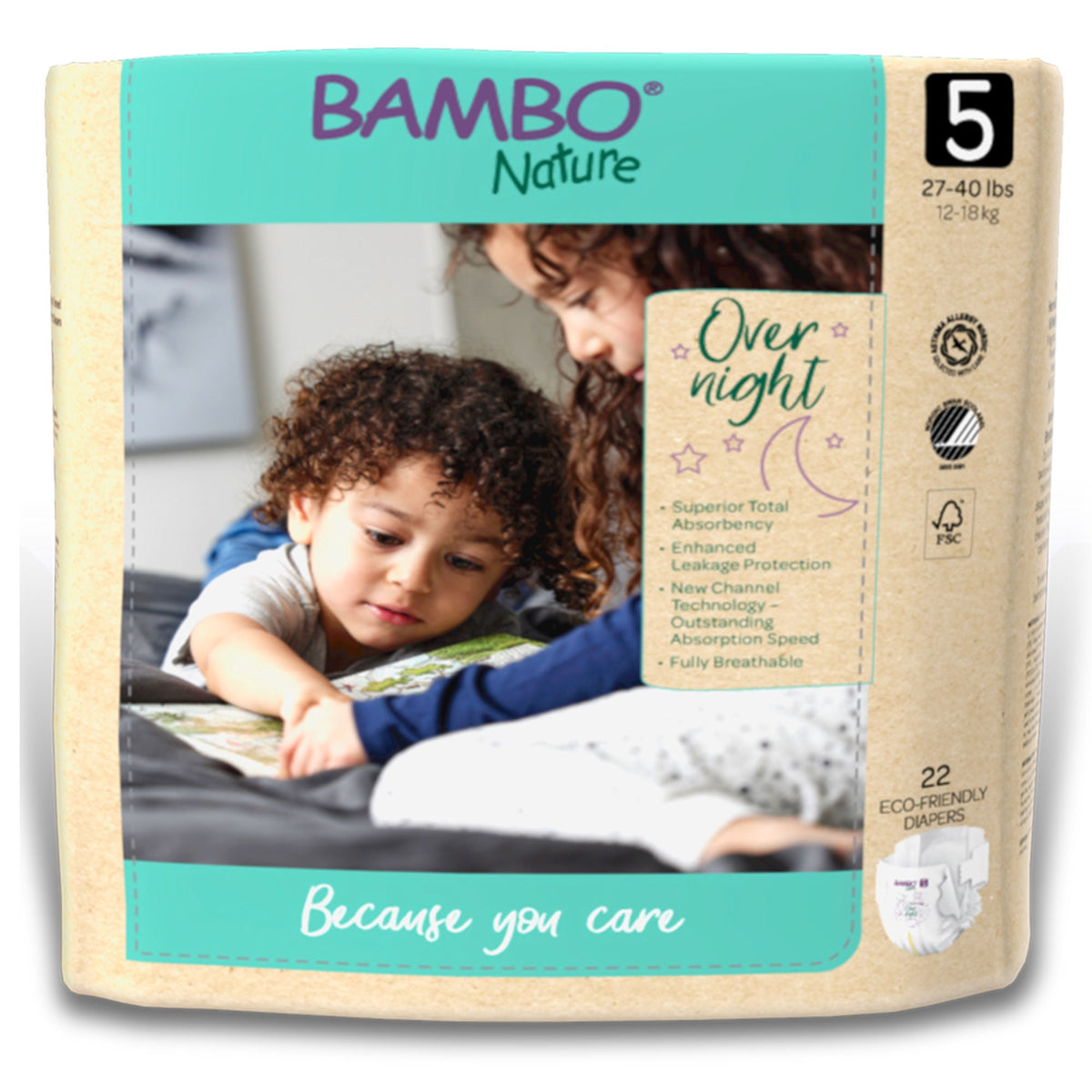 Bambo® Nature Overnight Diapers, Size 5, 88/CS