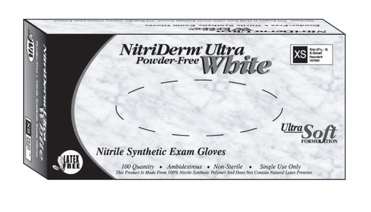 Nitriderm® Ultra White Nitrile Exam Glove, Small, 1000/Cs