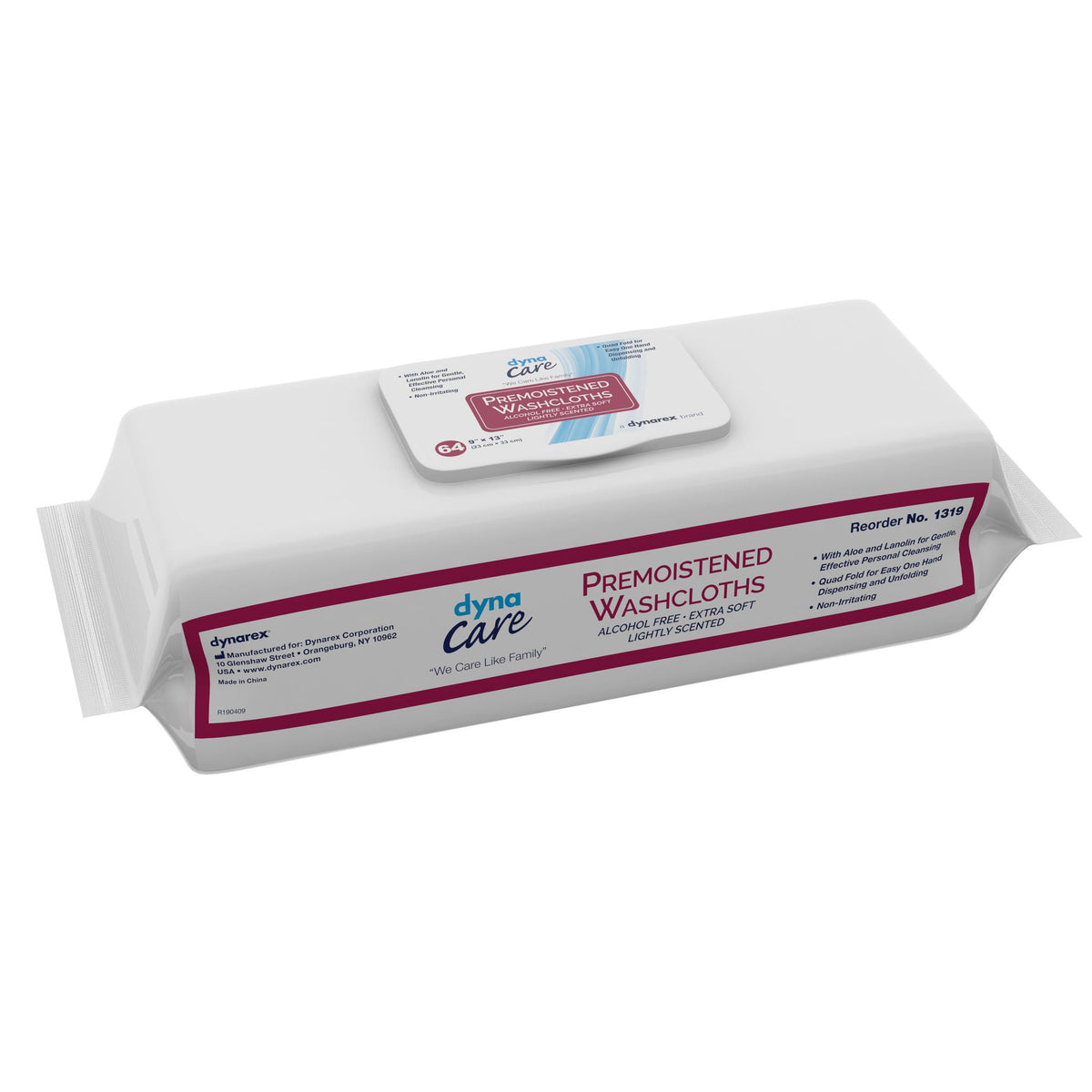 Dynarex® Personal Cleansing Wipe, Unscented, 8/Cs