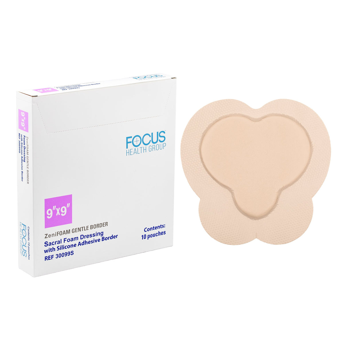 Dressing, Zenifoam Gentle Border Sacral 9X9" (10/Bx), 10/Bx