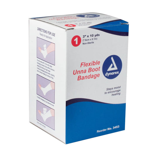 dynarex® Unna Boot Bandage, 3 Inch x 10 Yard, 12/CS