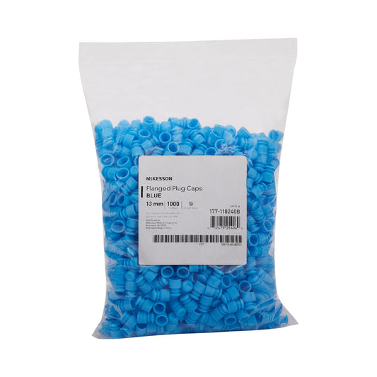 McKesson Flanged Plug Cap, Blue, Polyethylene, for Use with 13 mm Tubes, 20000/CS