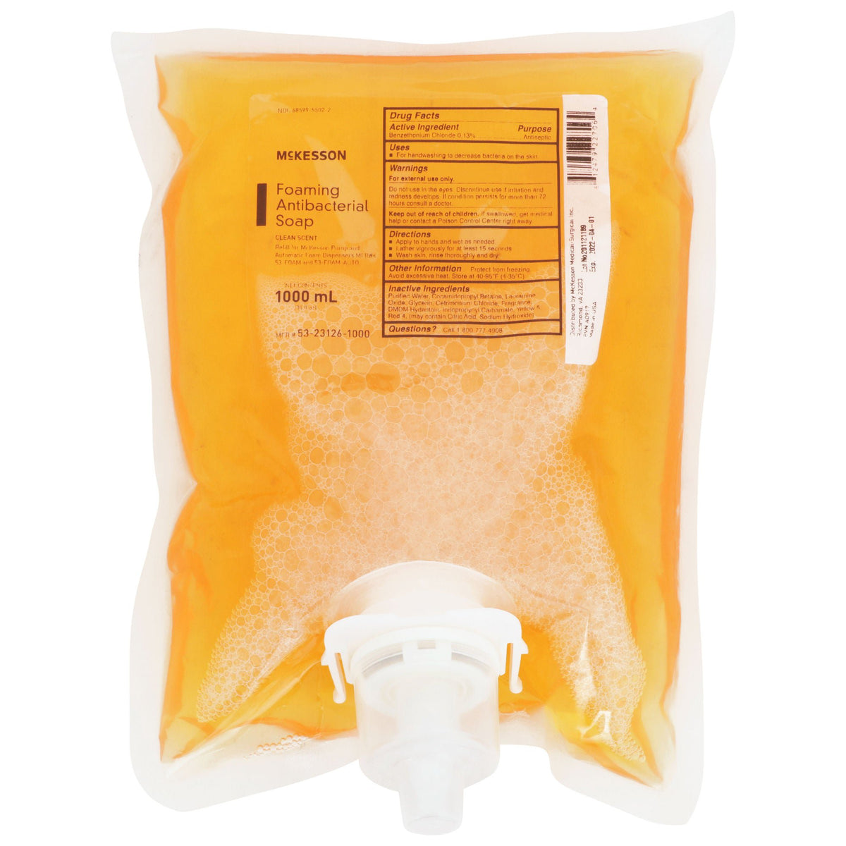 McKesson Clean Scent Foaming Antibacterial Soap, 1000 mL Refill Bag, 1/EA