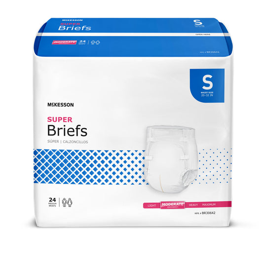 Mckesson Super Moderate Absorbency Incontinence Briefs, Small, 96/Cs