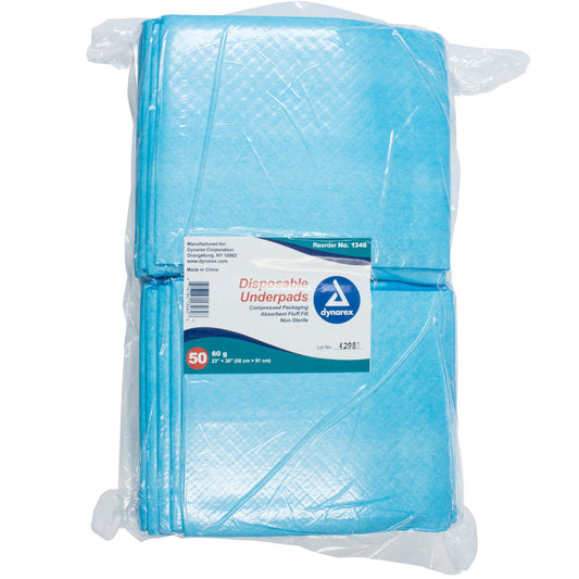 Dynarex® Absorbent Fluff Fill Underpad, 23 x 36 Inch, 150/CS