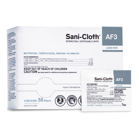 Sani-Cloth® Af3 Germicidal Large Disinfectant Wipes, Individual Packet, 50 Ct., 500/Cs