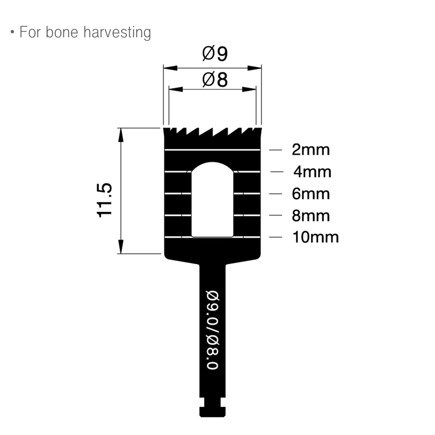 B90 Implant Trephine Bur Drill 9mm/8mm Osung - THB90 - Osung USA