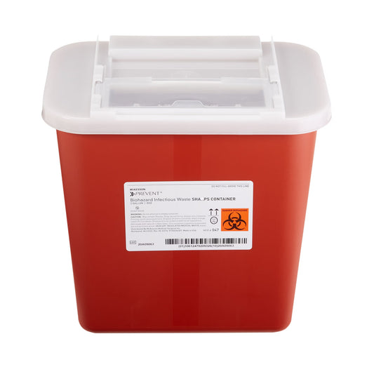 McKesson Prevent® Sharps Container, 2 Gallon, 10-1/4 x 7 x 10-1/2 Inch, 20/CS