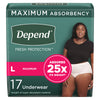 Depend® Fresh Protection™ Women's Maximum Absorbency Underwear, Large, 34/CS