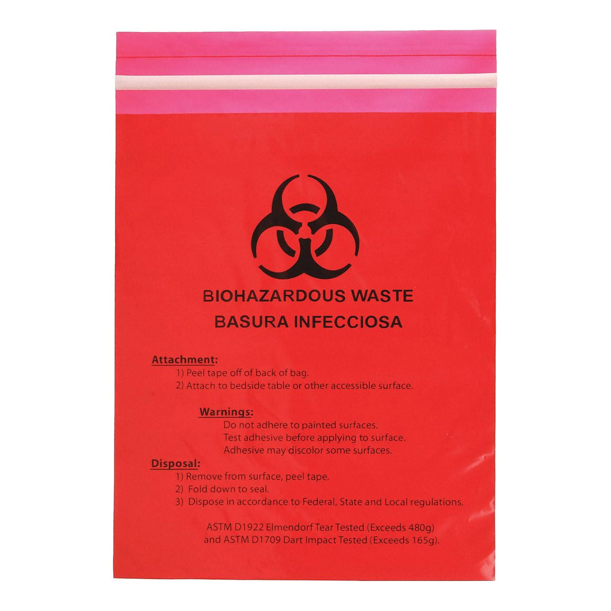 Bag, Biohazard Red Stick-On 12"X14/2Mil (100/Cs) Unimed, 100/Cs
