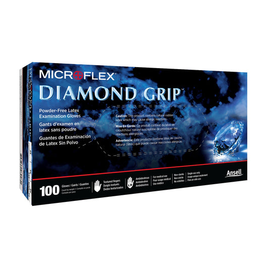 Diamond Grip™ Latex Exam Glove, Large, White, 100/Bx