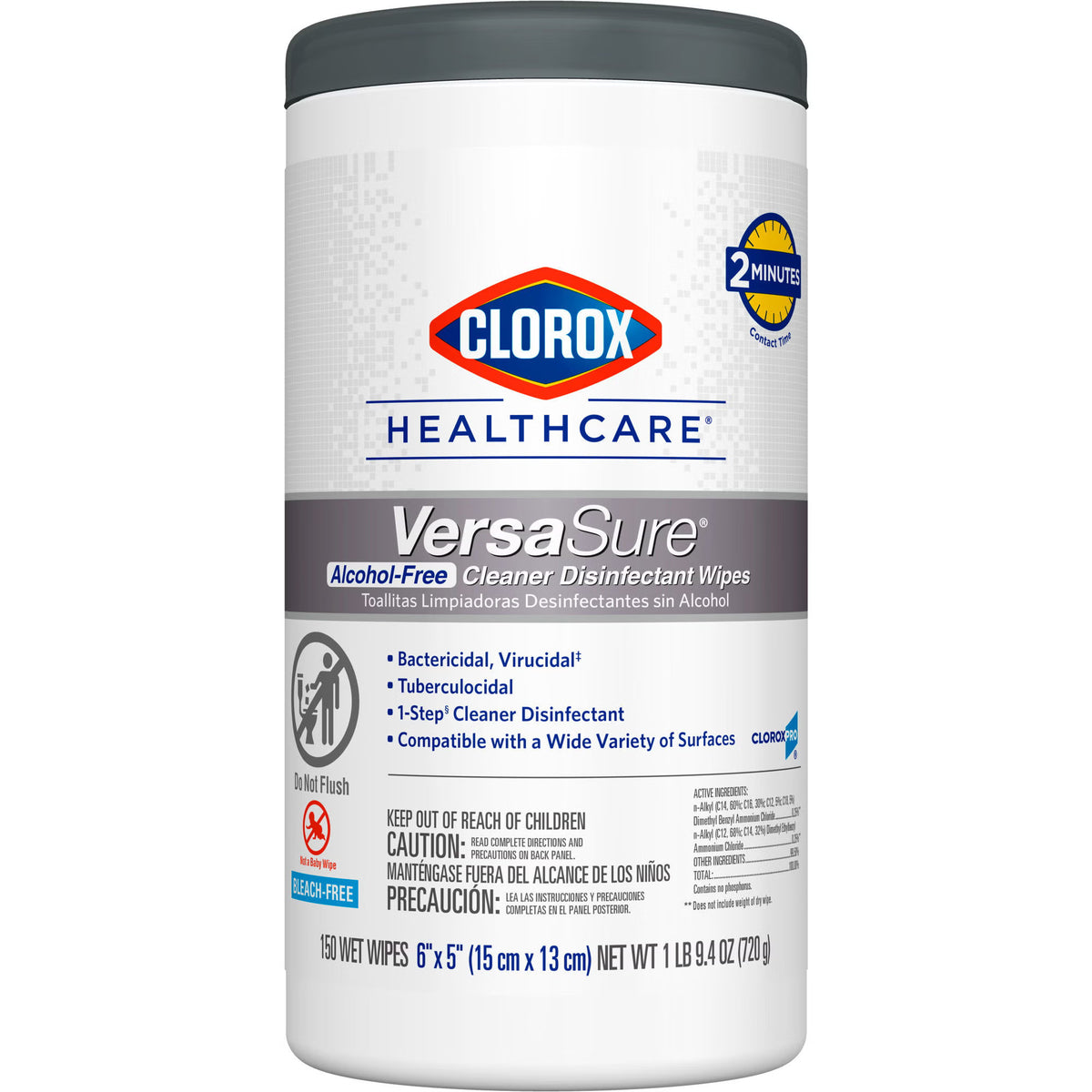 Clorox Healthcare® Versasure® Cleaner Disinfectant Wipes, Canister, 6/Cs