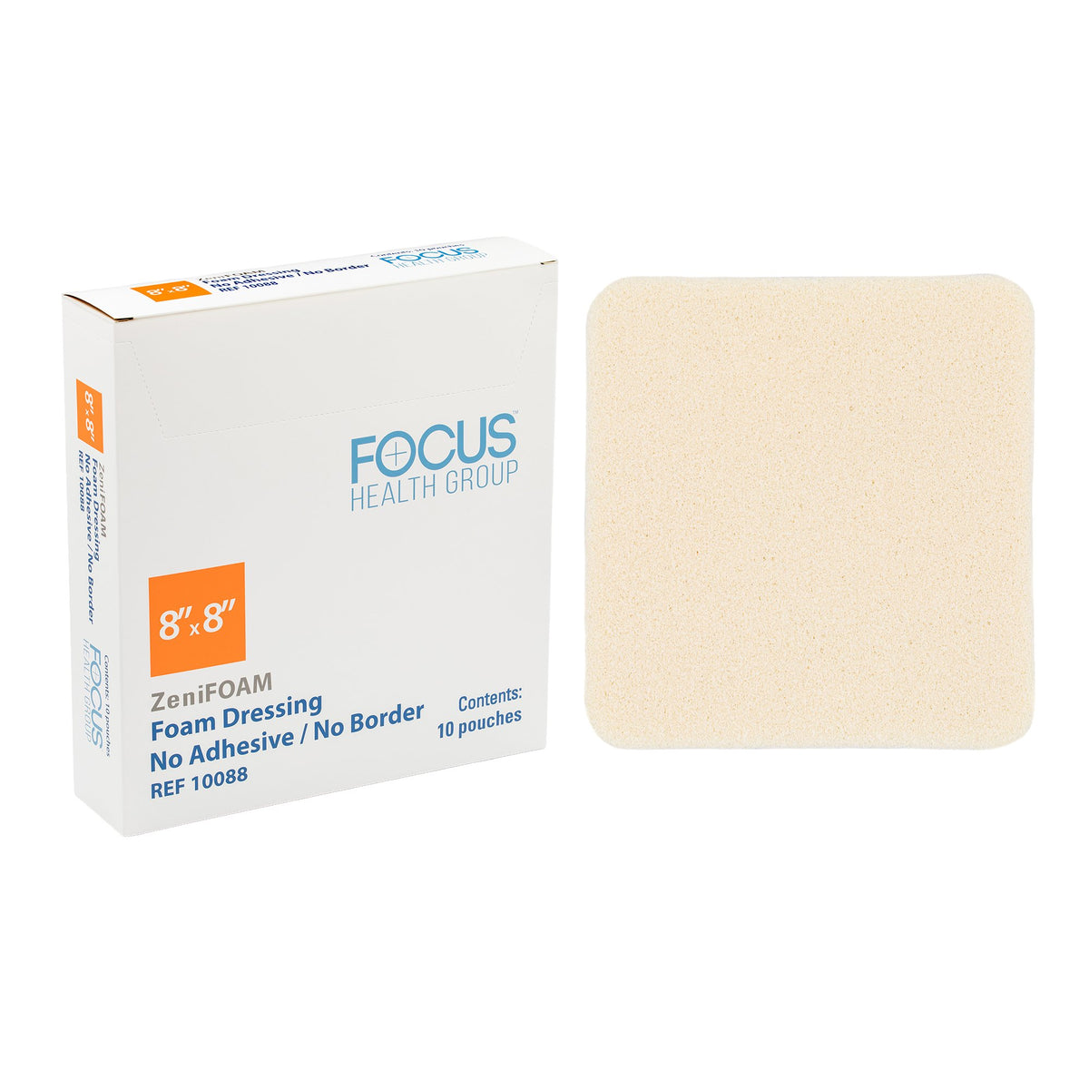 Dressing, Foam Zenifoam Non-Adh 8"X8" W/O Border (10/Bx), 10/Bx