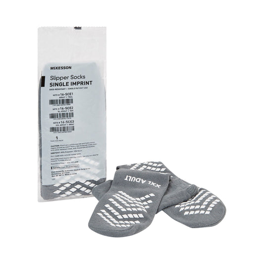 McKesson Single Tread Slipper Socks, 2X-Large, Gray, 48/CS