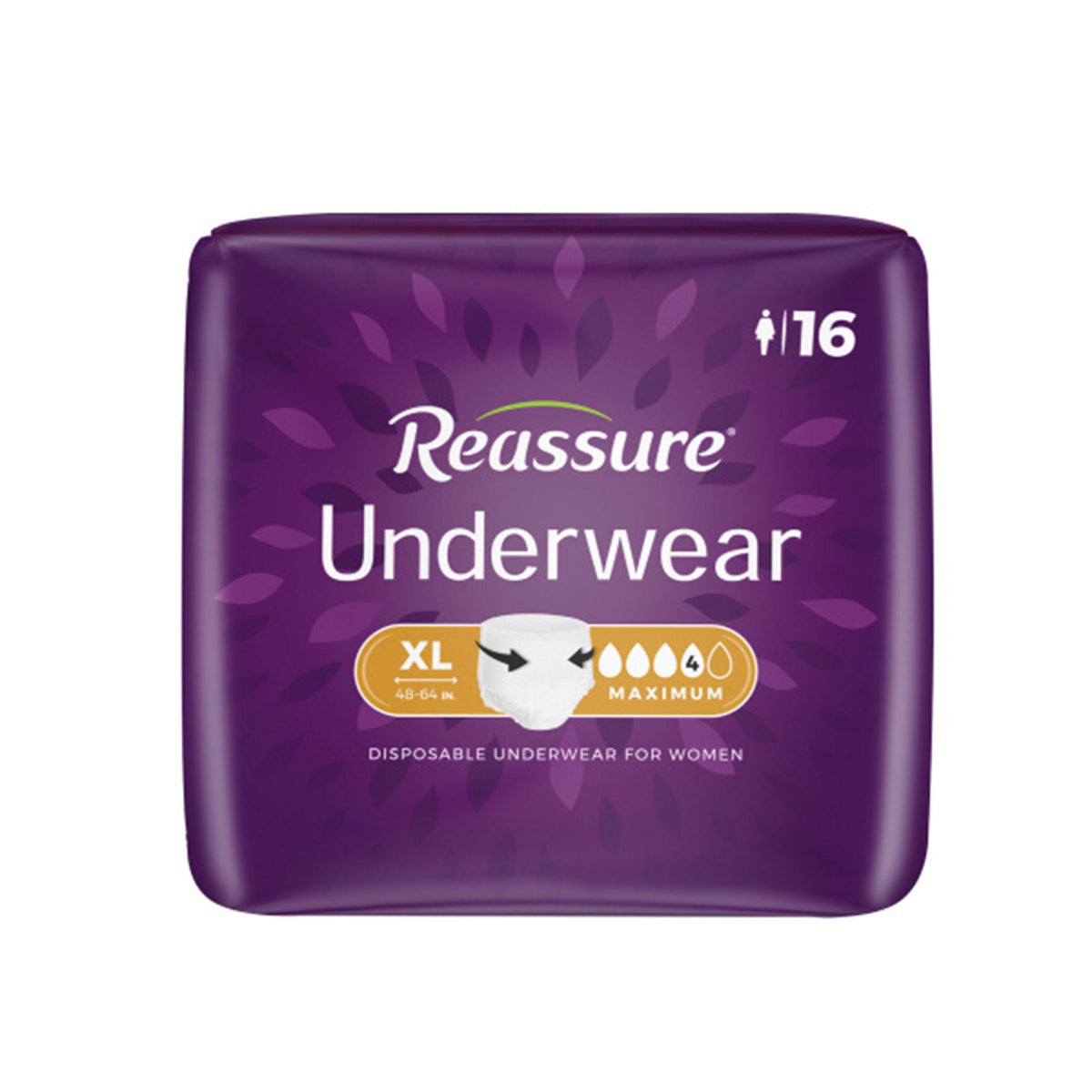 Reassure® Maximum Underwear For Women, Incontinence, Extra Large, 56/Cs
