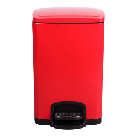 McKesson Trash Can with Plastic Liner, Square, Steel, Red, 5 Gallon, 1/CS