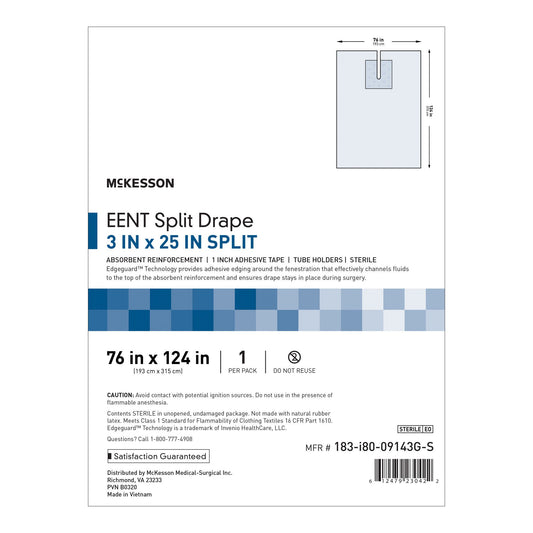 Mckesson Sterile Eent Split Drape, 76 X 124 Inch, 22/Cs