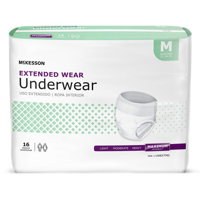 MCKESSON EXTENDED WEAR MAXIMUM ABSORBENCY UNDERWEAR, MEDIUM, SOLD AS 64/CASE MCKESSON UWEXTMD