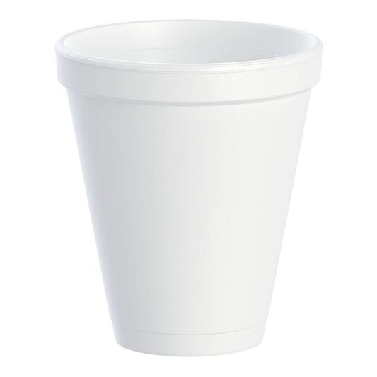 Dart Drinking Cup, White, Styrofoam, Disposable, 12 Oz, 1000/Cs