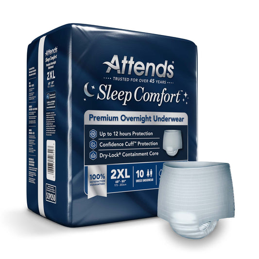 Attends® Sleep Comfort Premium Overnight Underwear, 2X-Large, 68 – 80 Inches, 40/Cs