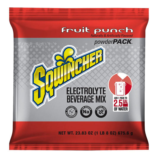 Sqwincher® Powder Pack® Electrolyte Beverage Mix, Fruit Punch, 32/Cs