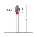 Bud, Slender 3.2 mm Dia. Fine Grit Diamond Bur 5 per pack. 257.32F1 - Osung USA