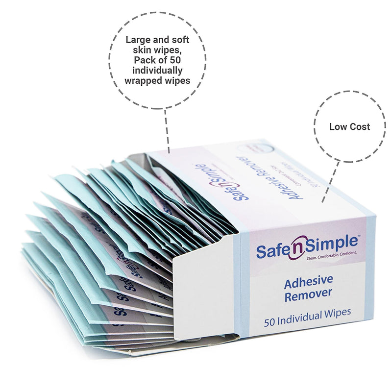 Safe N Simple Adhesive Remover, 2 x 2 Inch Wipe