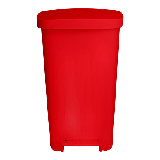 McKesson Waste Can with Step-On Pedal, Plastic, Red, 15.16 x 14.76 x 26.57 Inch, 1/CS
