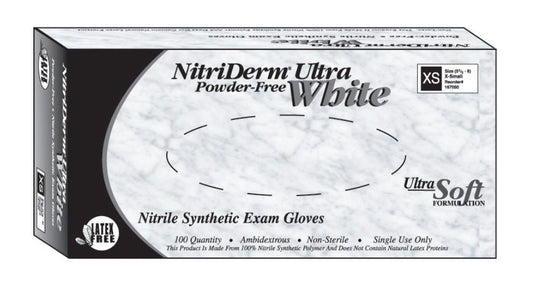 Nitriderm® Ultra White Nitrile Exam Glove, Medium, 1000/Cs
