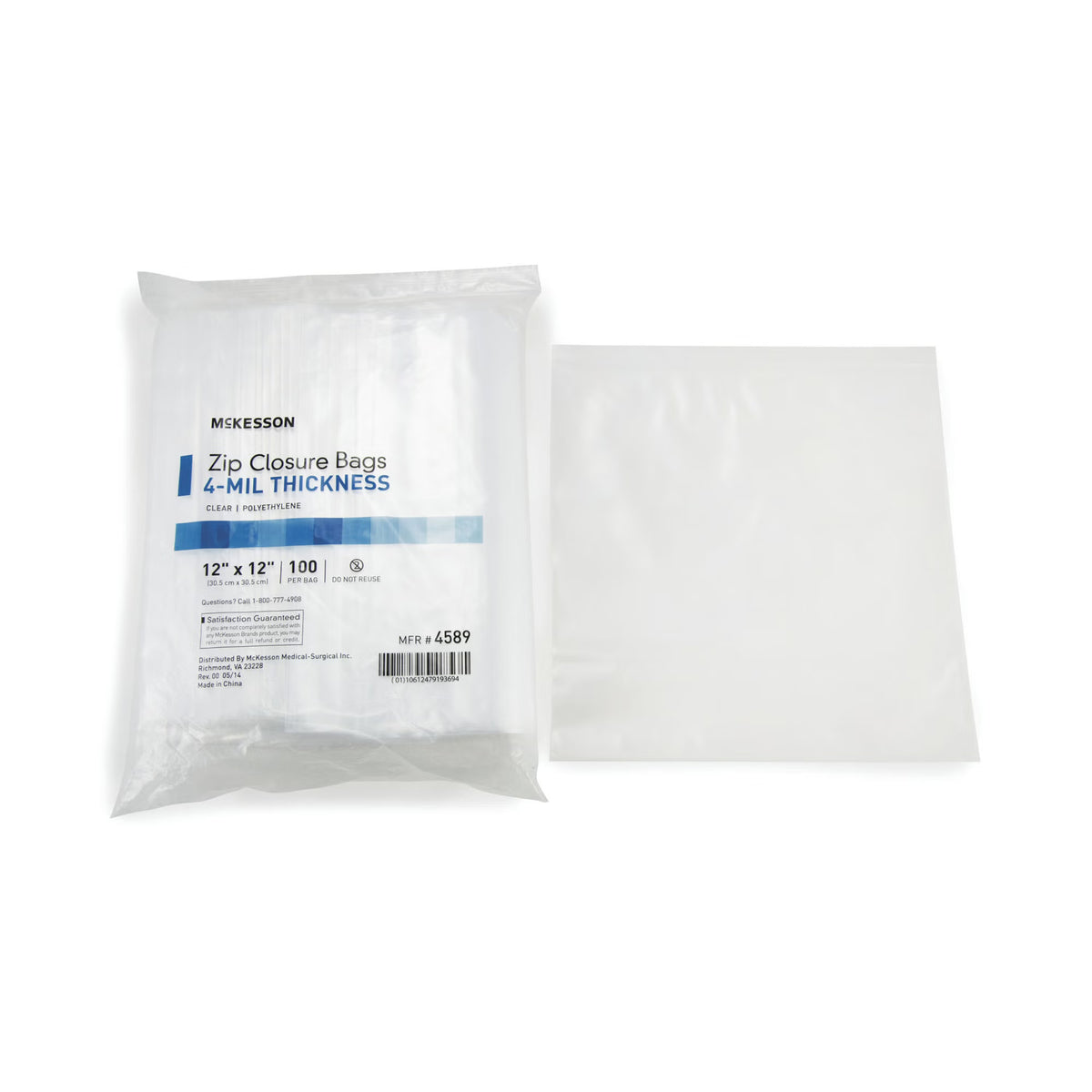 McKesson Zip Closure Bag, 12 x 12 in., 10/CS