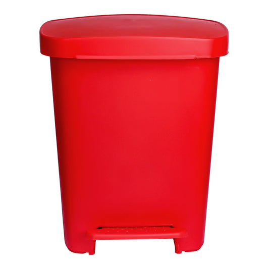 McKesson Waste Can with Step-On Pedal, Plastic, Red, 15.16 x 14.37 x 18.9 Inch, 1/CS
