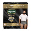 DEPEND® REAL FIT® UNDERWEAR FOR MEN, LARGE/X-LARGE, SOLD AS 12/PACK KIMBERLY 55427