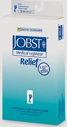 Jobst® Relief Compression Stockings, Thigh High, Small, Beige, Closed Toe, 1/PR