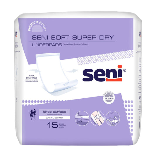Seni® Soft Super Dry Underpads, Level 3 Absorbency, 60/Cs