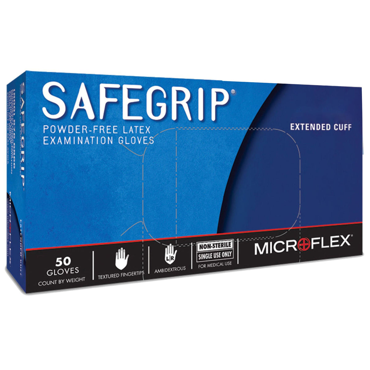 Safegrip® Latex Extended Cuff Length Exam Glove, Extra Large, Blue, 500/Cs