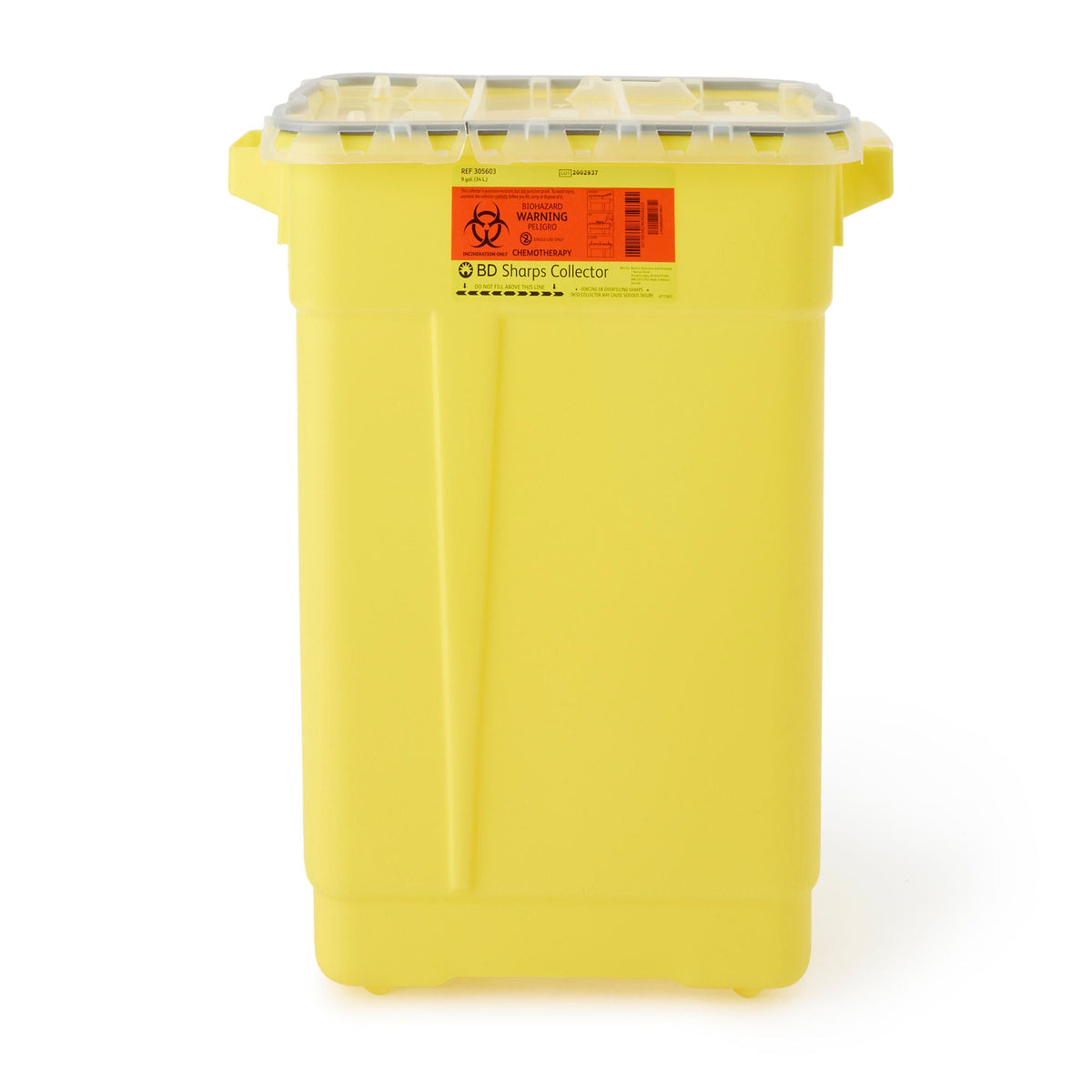 BD™ Chemotherapy Sharps Container, 9 Gallon, 18-1/2 x 17-3/4 x 11-3/4 Inch, 1/EA