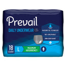 Prevail® Men's Daily Underwear Maximum Absorbent Underwear, Large / Extra Large, 72/CS