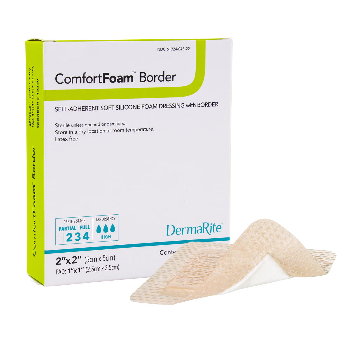 Comfortfoam™ Border Self-Adherent Soft Silicone Foam Dressing, 5 X 5 Centimeter, 10/Bx