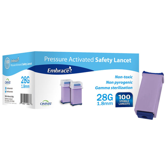 Embrace® Finger Activated Safety Lancet, 28 Gauge, 1000/Cs