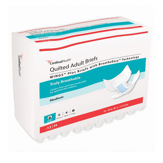 Wings™ Quilted Plus With Breatheeasy™ Technology Incontinence Brief, Medium, 96/Cs
