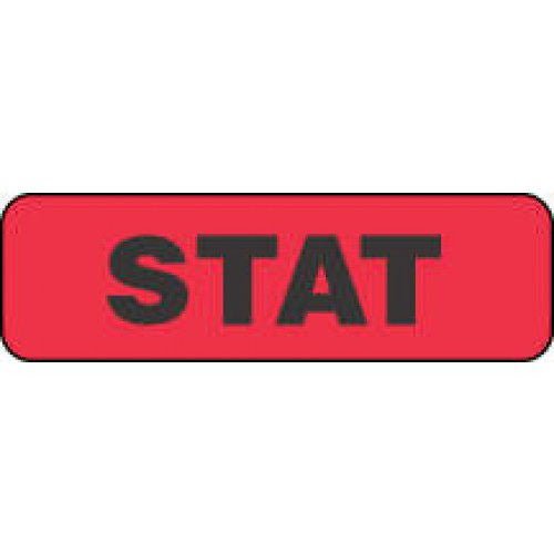 LABEL, "STAT" 1-1/4X3/8 RED 1000/RL PDCHEA, 1000/RL