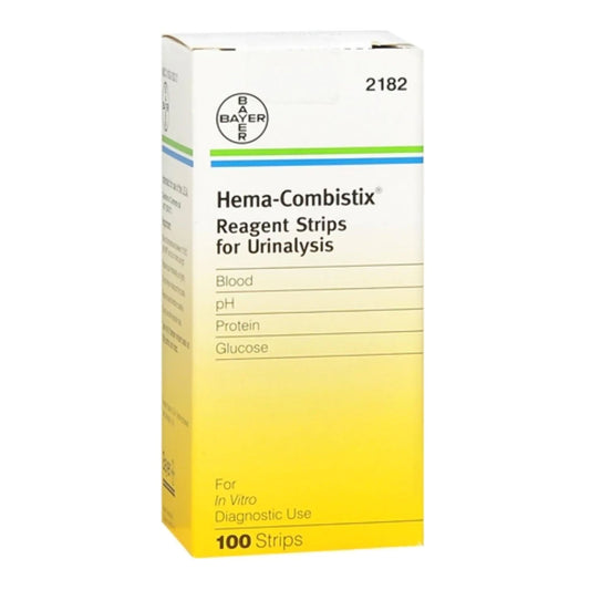 Hema-Combistix® Urinalysis Reagent Strips, Blood, Glucose, pH and Protein tests, 1/EA