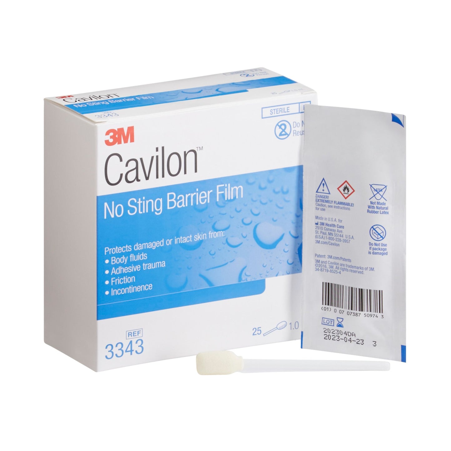 3M Cavilon Barrier Film, No Sting, Alcohol-Free, Conforming, 1.0 mL 25/BOX -3343