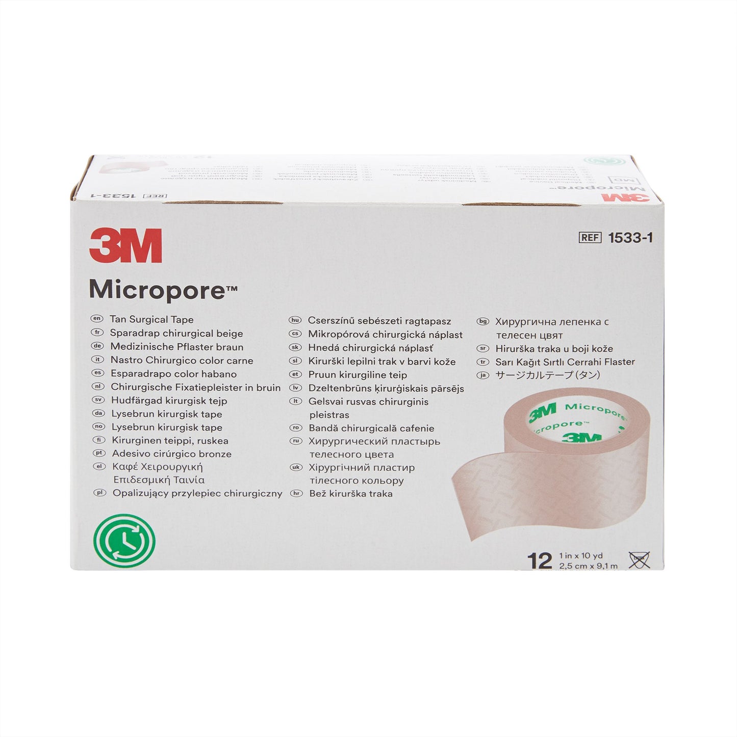 3M™ Micropore™ Paper Medical Tape, 1 Inch x 10 Yard, Tan 12/BOX -1533-1