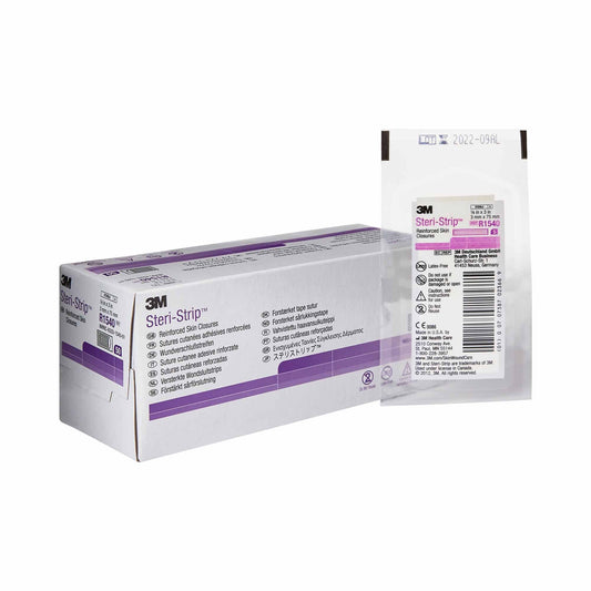 3M Steri-Strip Skin Closure Strips, Nonwoven Material, Reinforced Strip, White, 50/Bx